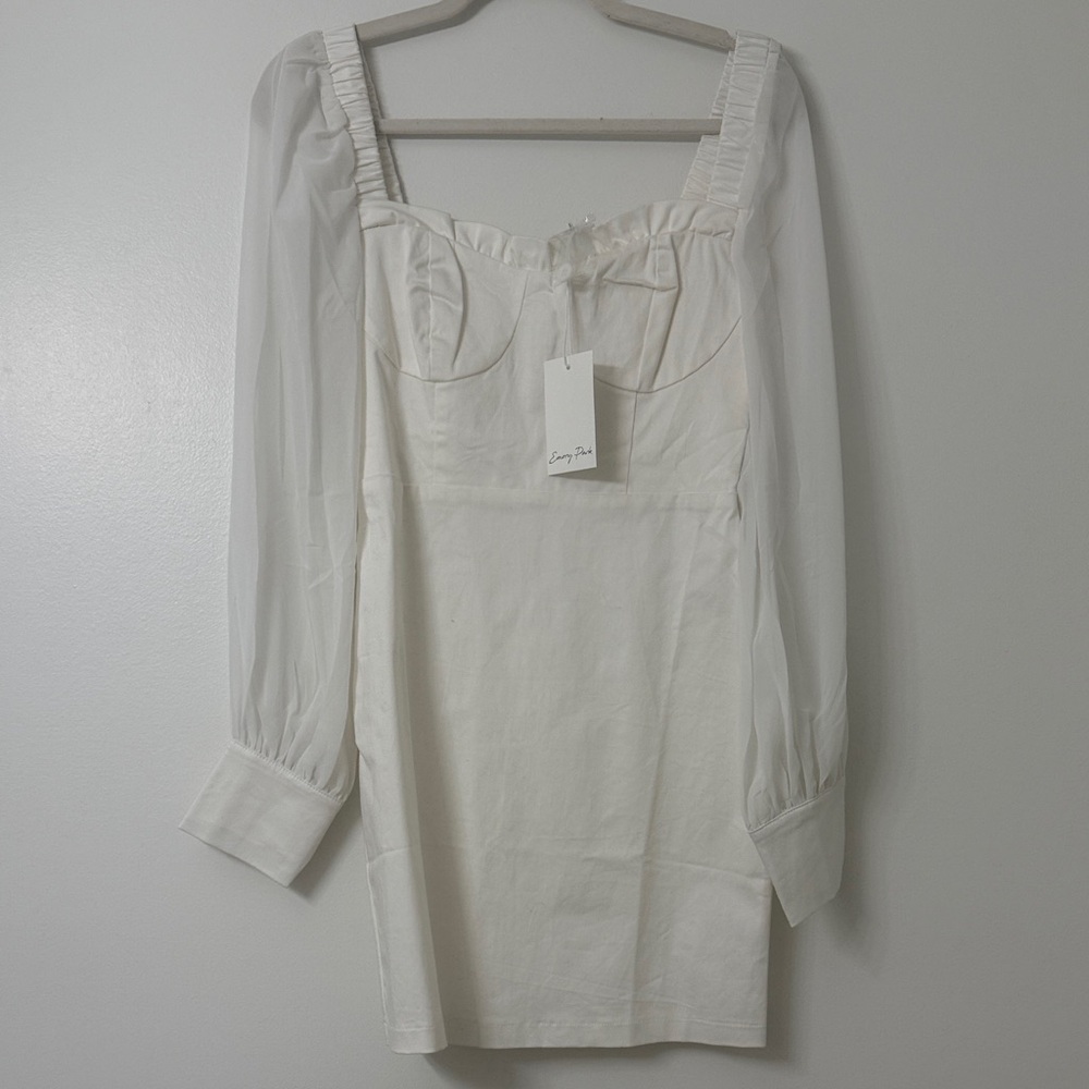 Emory Park Cream Sheer Sleeve Dress